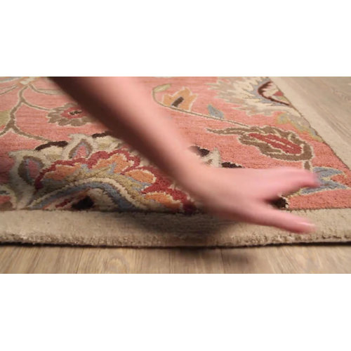 Birch Lane™ Arden Floral Handmade Tufted Wool Area Rug in Burnt Orange